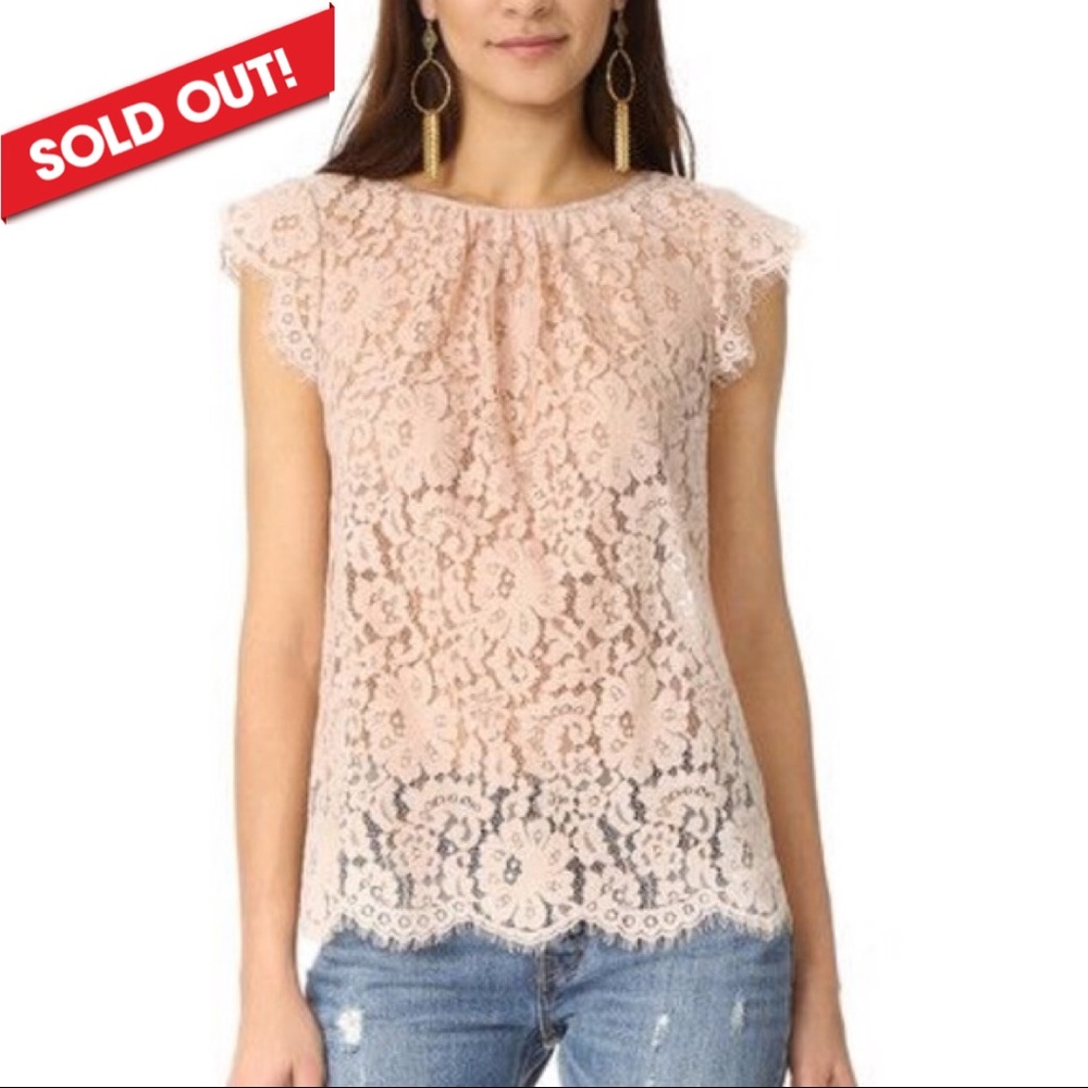 JOIE Marella Metallic Foil With Lace Blouse